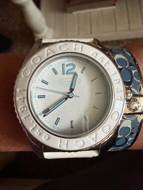 Coach White and Light Blue Women's Stainless Steel Watch